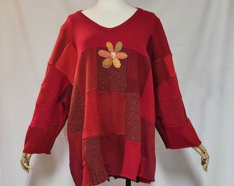 Upcycled oversized red sweater