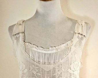 Upcycled Vintage Lace with silk chiffon Bohemian Wedding Dress
