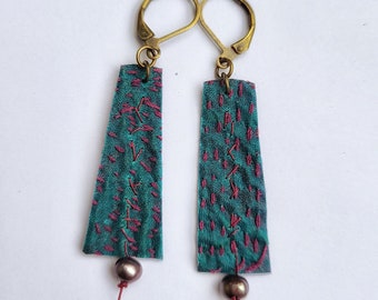 Silk earrings,recycled jewelry, sustainable fashion, one of a kind, eco