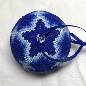 Snowflakes and Icicles Peyote Triangle Ball Ornament Tutorial