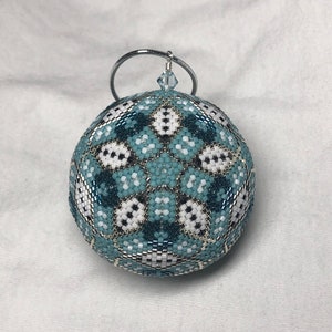 Patchwork Stars Peyote Ball Ornament