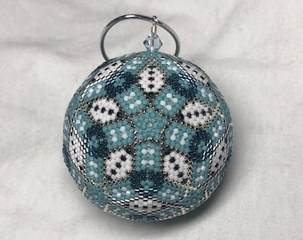 Patchwork Stars Peyote Ball Ornament