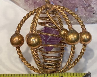 1/4 Golden Fire cubit Copper Tensor Harmonizer with amethyst Merkaba