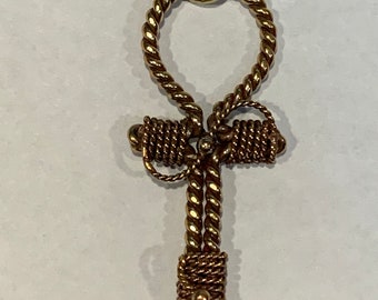 1/4 Empowerment Cubit copper Tensor energy Ankh pendant with two tensor coils