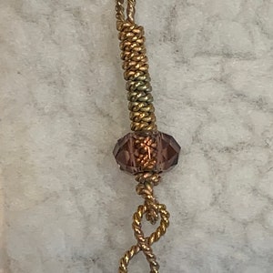 One Lost Cubit Copper Tensor Coil Energy Wand Pendant with purple glass bead and Empowerment cubit Infinity symbol