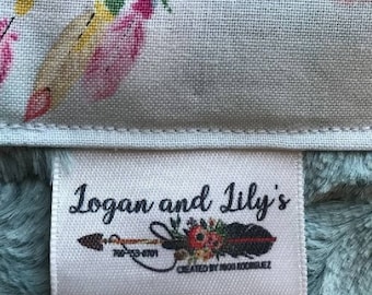 Custom Satin Sew On Labels: Double Sided Fabric Tags (1.5"x3")