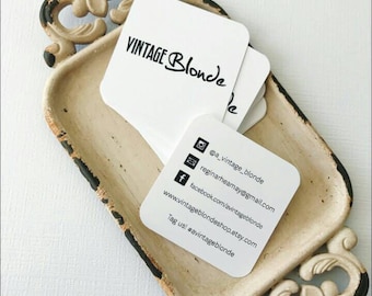 Printed Square Business Cards: Custom Logo, Rounded Corners (2.5")