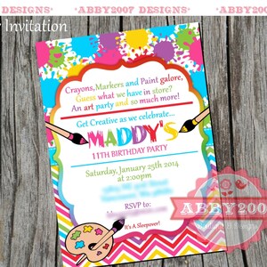 Art Party Card DIGITAL FILE we personalize