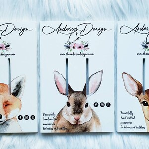 4x6 Forest Animals Bow Cards Vertical personalized for you with bow slits PRINTED on weight you pick and YOU pick design or we can add logo