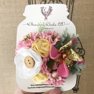 Mason Jar 3.5x5 Headband Cards Vertical personalized for you without slits PRINTED on weight you pick and YOU pick design we can add logo