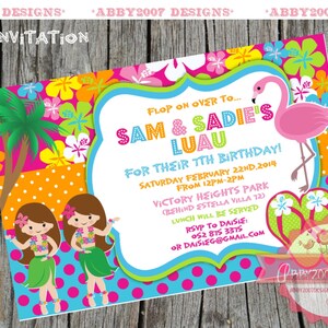 Luau 2 Hawaii Party Card DIGITAL FILE we personalize + thank you tag