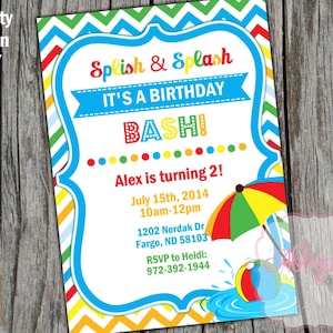 Pool Party Card DIGITAL FILE we personalize