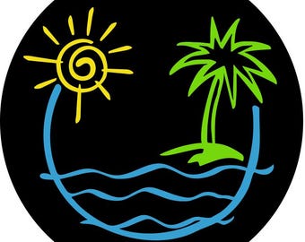 The Beach Spare Tire Cover–CUSTOM- Choose your colors!