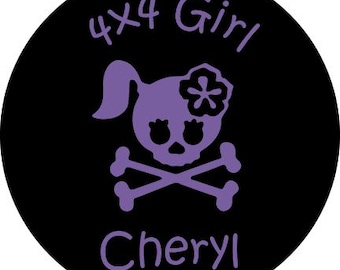 4x4 Girl Skull Spare Tire Cover- Personalize Yours! Change the Colors!