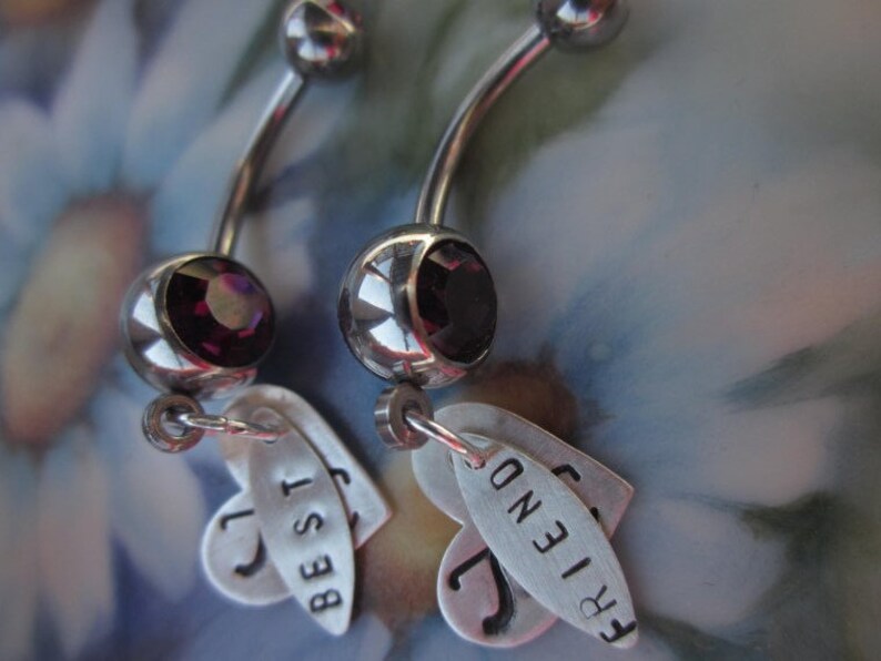 Best Friend Personalized Belly Button Rings Set Ot Two With Etsy