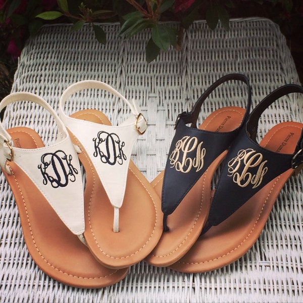 Monogrammed Sandals, Restocked Black Monogram Sandals, 5 colors available