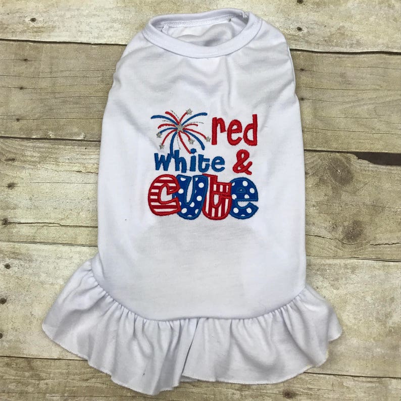 July 4th Memorial Day Dog Shirt Dress Red White & Cute Etsy