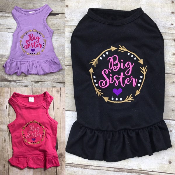 Dog Big Sister, Arrow Big Sister Shirt Dog Tee Shirt, Monogram Dog Shirt, Going to be a Big Sister Dog Dress, Sister Shirt, Sibling Shirt