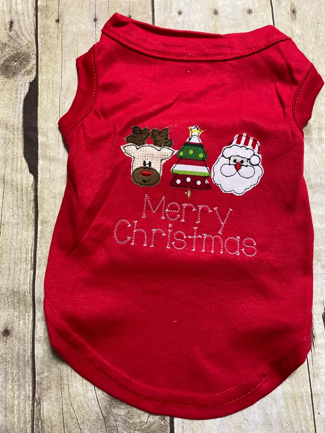 Dog Christmas Shirt or Dress, Tractor Reindeer Applique, Pet Holiday