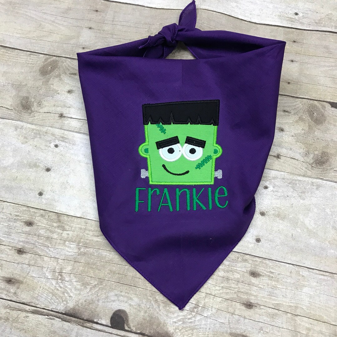 Dog Halloween Bandana, Frankenstein Custom Personalized, Pet Costume, Holiday Cute Cat Necktie