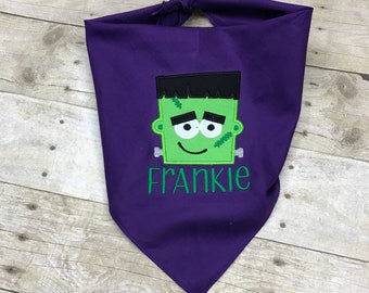 Bandana de Halloween para perros, Frankenstein personalizado, disfraz para mascotas, corbata de gato linda para vacaciones, cerdo, cabra, conejo grande o pequeño