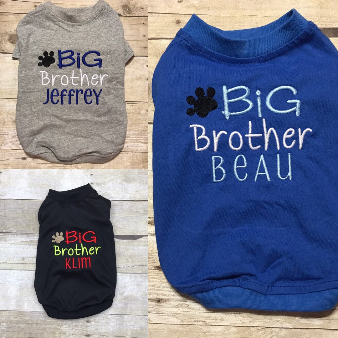 Dog Big Brother Tee Shirt, Custom Monogrammed Embroidered Dog Shirt