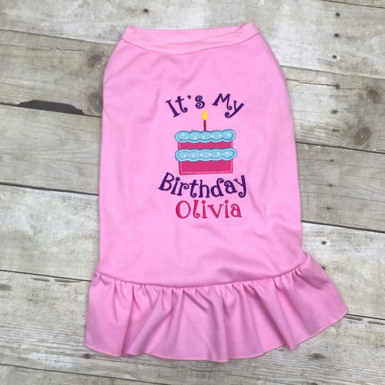 Birthday Shirt for Dog Cake Design Embroidered Pet Clothes Etsy