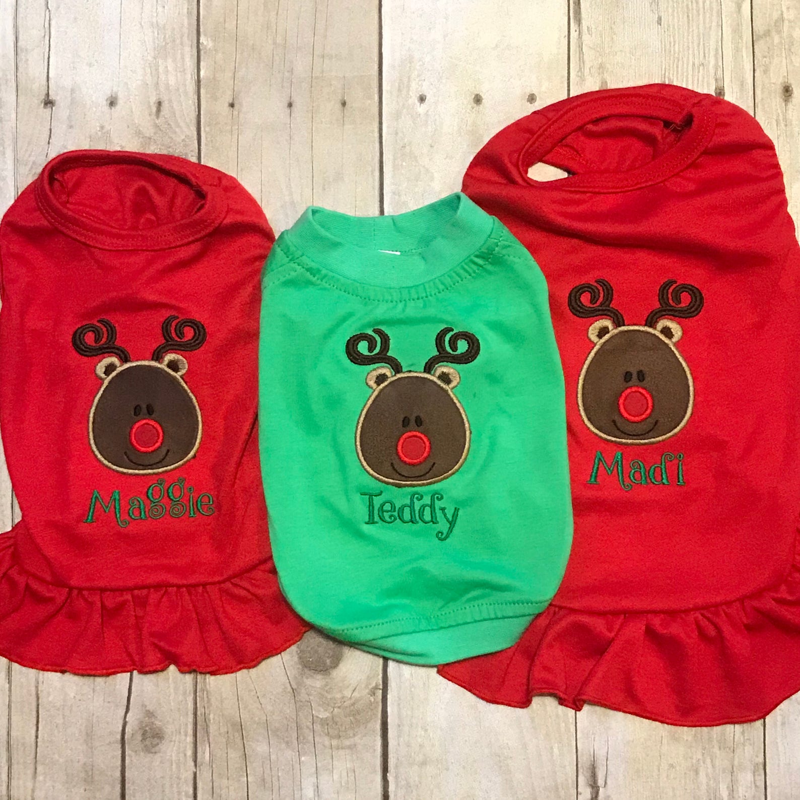 Dog Christmas Shirt or Dress Cute Reindeer Applique Pet Etsy