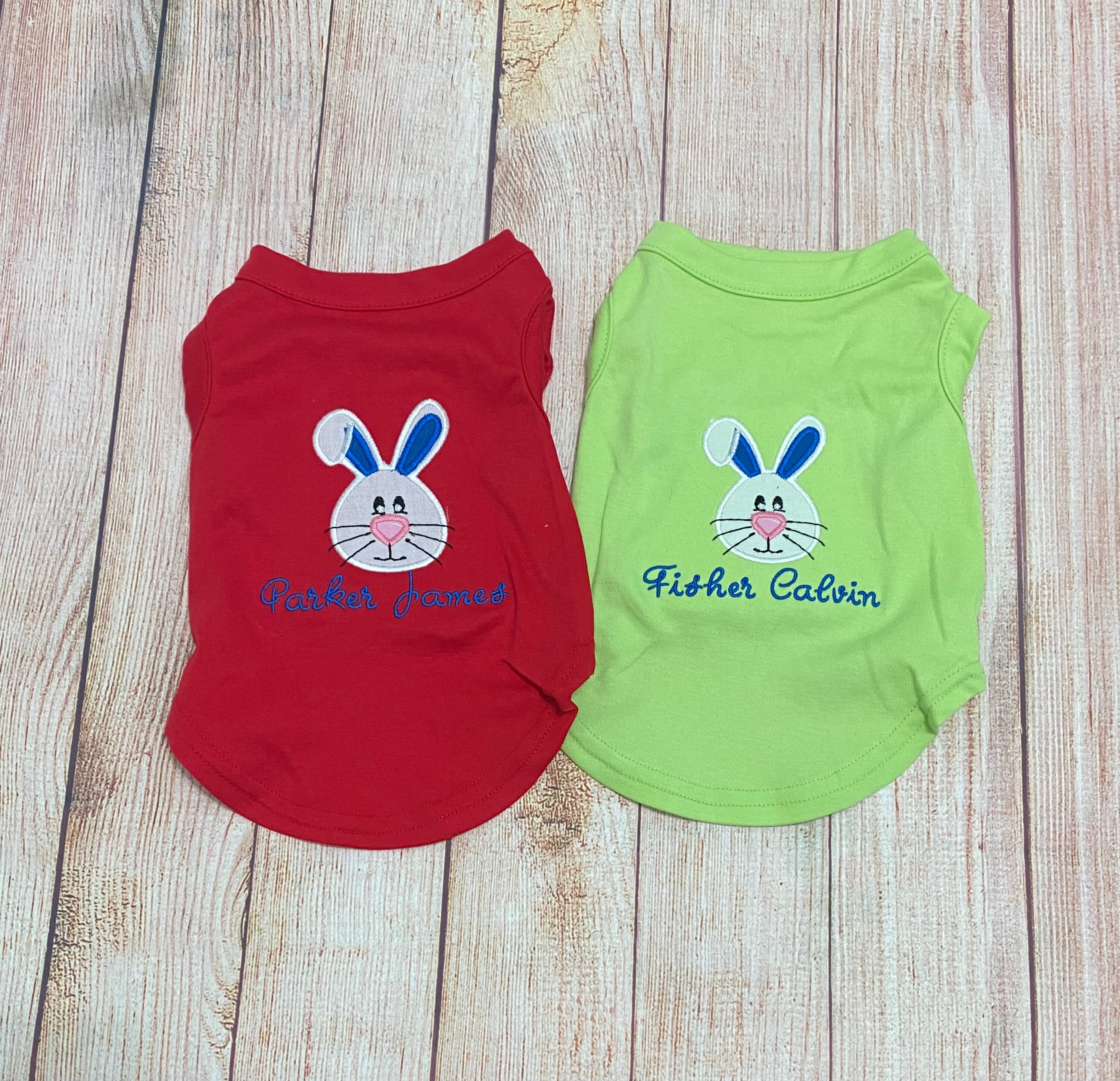 Dog Easter Shirt or Dress Boy Bunny Head with Name Pretty Etsy