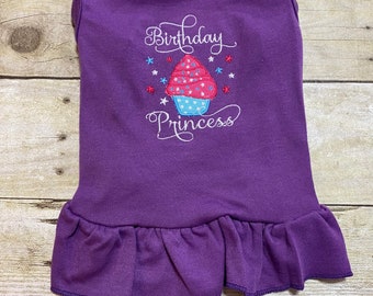 Birthday Princess Dog Dress, Pretty Personalized Party Shirt, Happy Birthday Best Friend, Cute Puppy or Cat Shirt, Pet Birthday Cupcake Dres