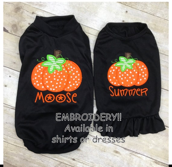 Pet Dog Halloween Shirt or Dress, Puppy Pumpkin Clothes, Dog Thanksgiving Holiday Shirt, Holiday Dress, Polka Dot Cat Goat Pig Pumpkin Shirt