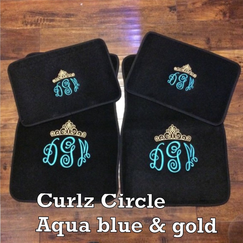 Monogrammed Car Floor Mats With Crown Set Of 4 Mats New Teen Etsy