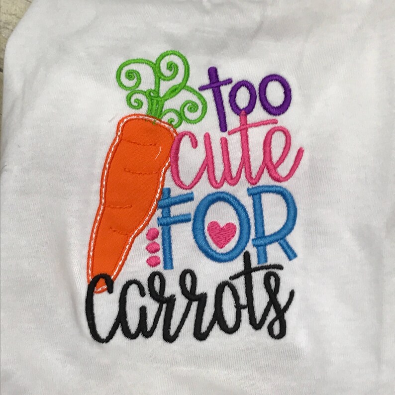 Dog Easter Shirt or Dress Too Cute for Carrots Pretty Custom Etsy