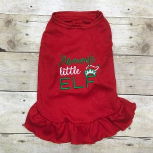 Dog Christmas Shirt or Dress, Mommy's Little Elf Cute Puppy Holiday Clothes, Small Dog Holiday Shirt, Holiday Dress, HO HO HO