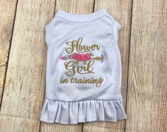 Flower Girl Dog Dress or Shirt, Wedding Dress for Small Dog Puppy or Cat, Bridesmaid Apparel, Small Dog Wedding Attire, Pet Cat Shirt,