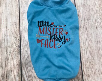 Valentine Dog Pet Shirt - Little Mr Kissy Face Dog Dress - Cute Little Dog Shirt - Custom Dog Dress - February 14th Holiday Cat Pet Shirt
