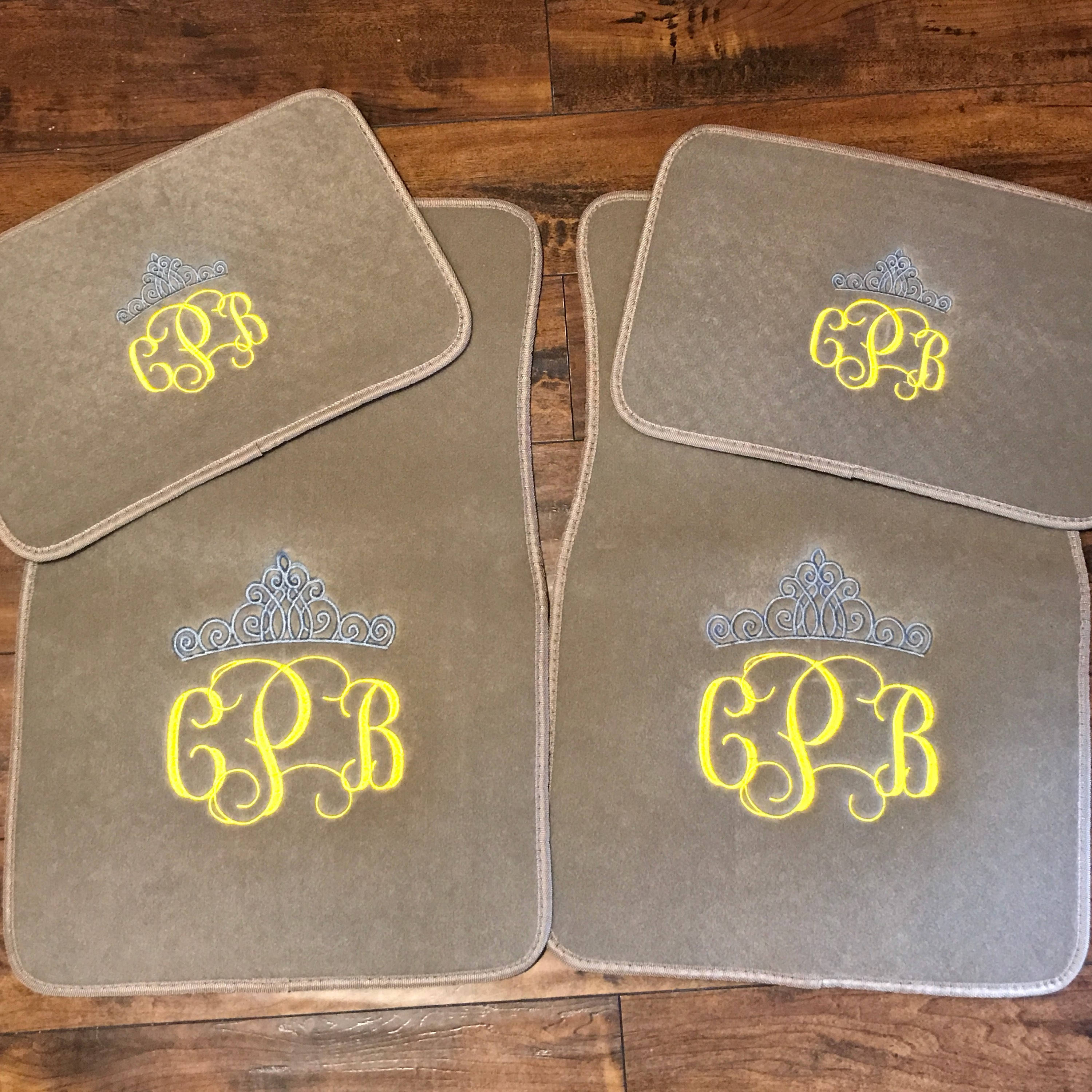 Monogrammed Car Floor Mats with Crown Set of 4 Mats New Teen Etsy