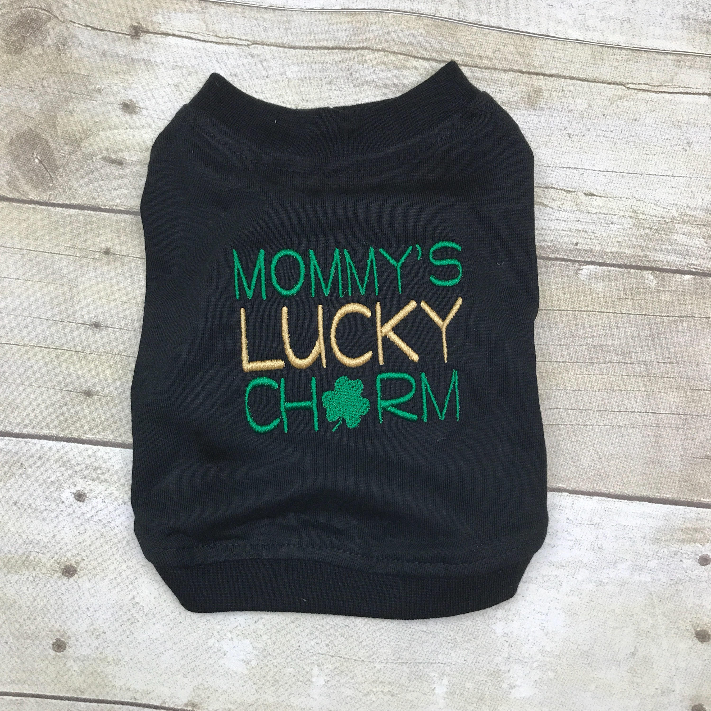 st Patrick's Day Dog Shirt Or Dress, Mommy's Lucky Charm For Puppy, Personalized Wear Green & Gold Shirt, Get Pinched