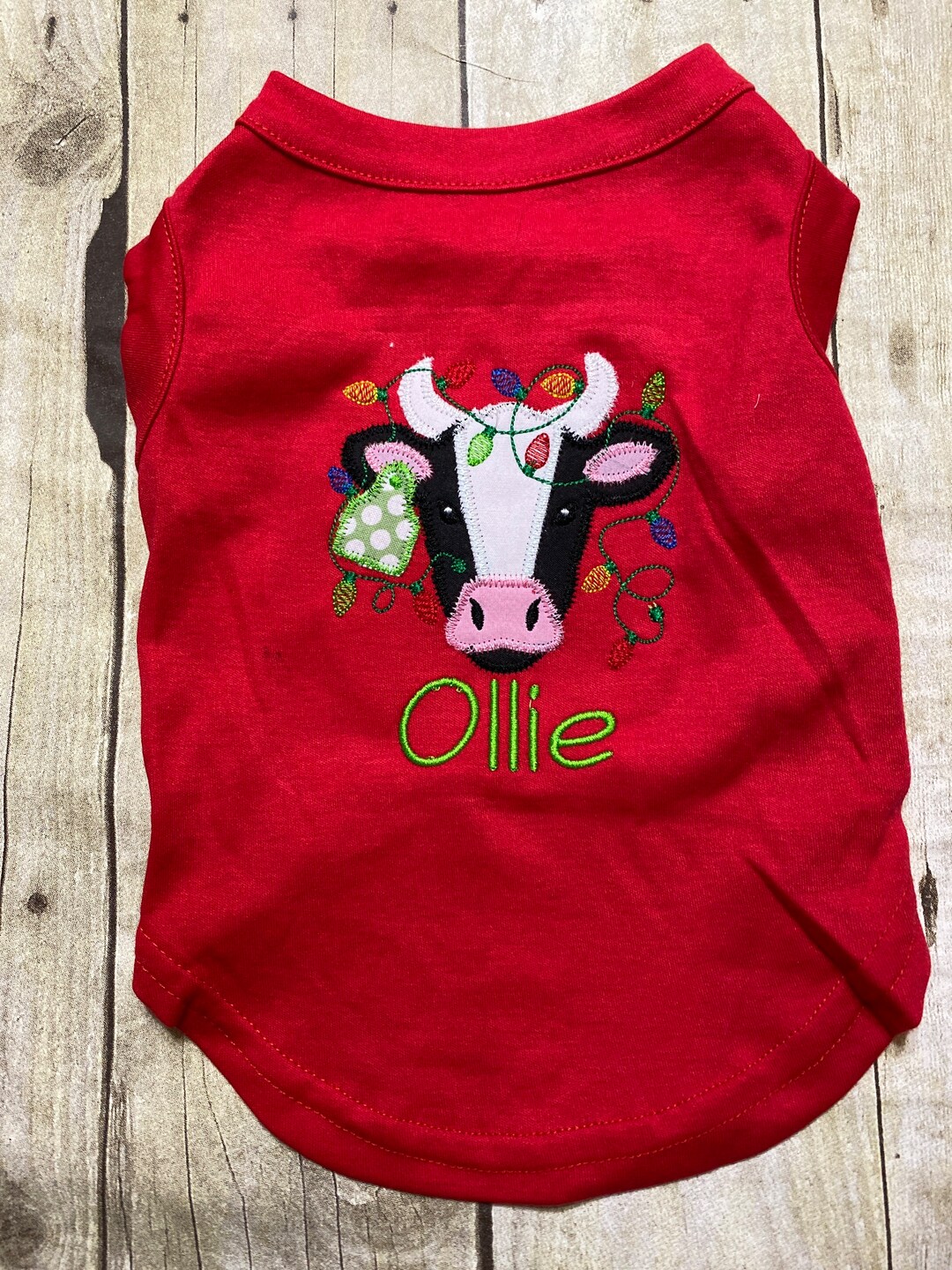 Dog Christmas Shirt or Dress Bull With Christmas Lights Pet Etsy