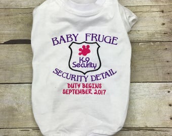 Dog Brother or Sister Baby Security Shirt or Dress, Pregnancy or Birth Announcement, Dog Baby Shower Shirt, Cute Dog Dress for pregnancy