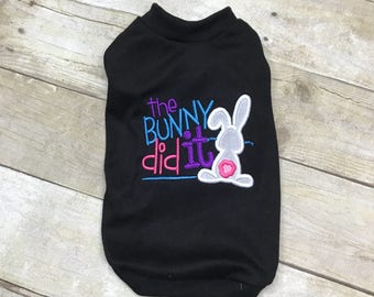 Dog Easter Shirt or Dress, The bunny did it, Pretty Custom Puppy or Cat Dress, Holiday Happy Easter Dog Tshirt, Pet Clothes