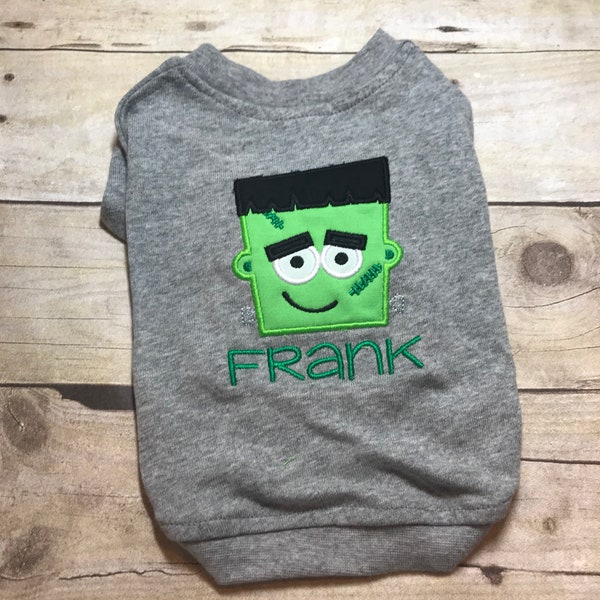 Halloween Pet Dog Shirt, Puppy Mr Frankenstein Trick or Treat Clothes, Dog Holiday Shirt, Costume Tshirt