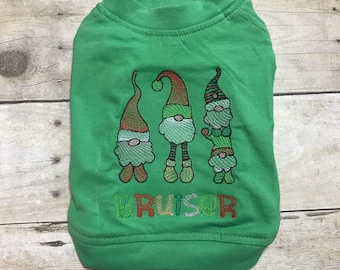 Dog Christmas Shirt Dress, Gnomes small Dog Shirt, Dog Sister Brother Shirt, Cute Pet Sayings Holiday Attire Outfit, Dog Cat Clothing