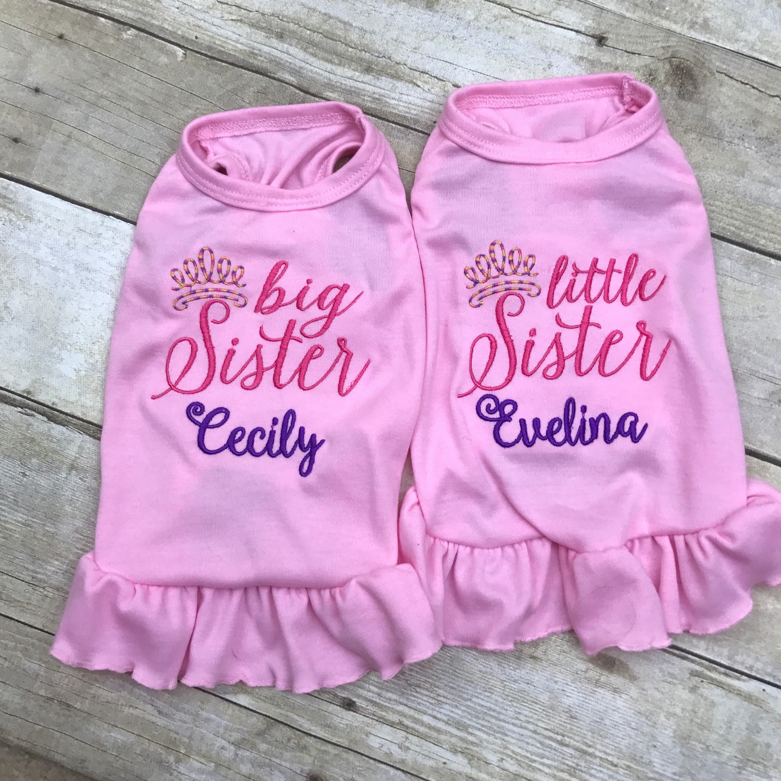 Dog Little Sister Tee Shirt or Dress Monogrammed Embroidered Etsy