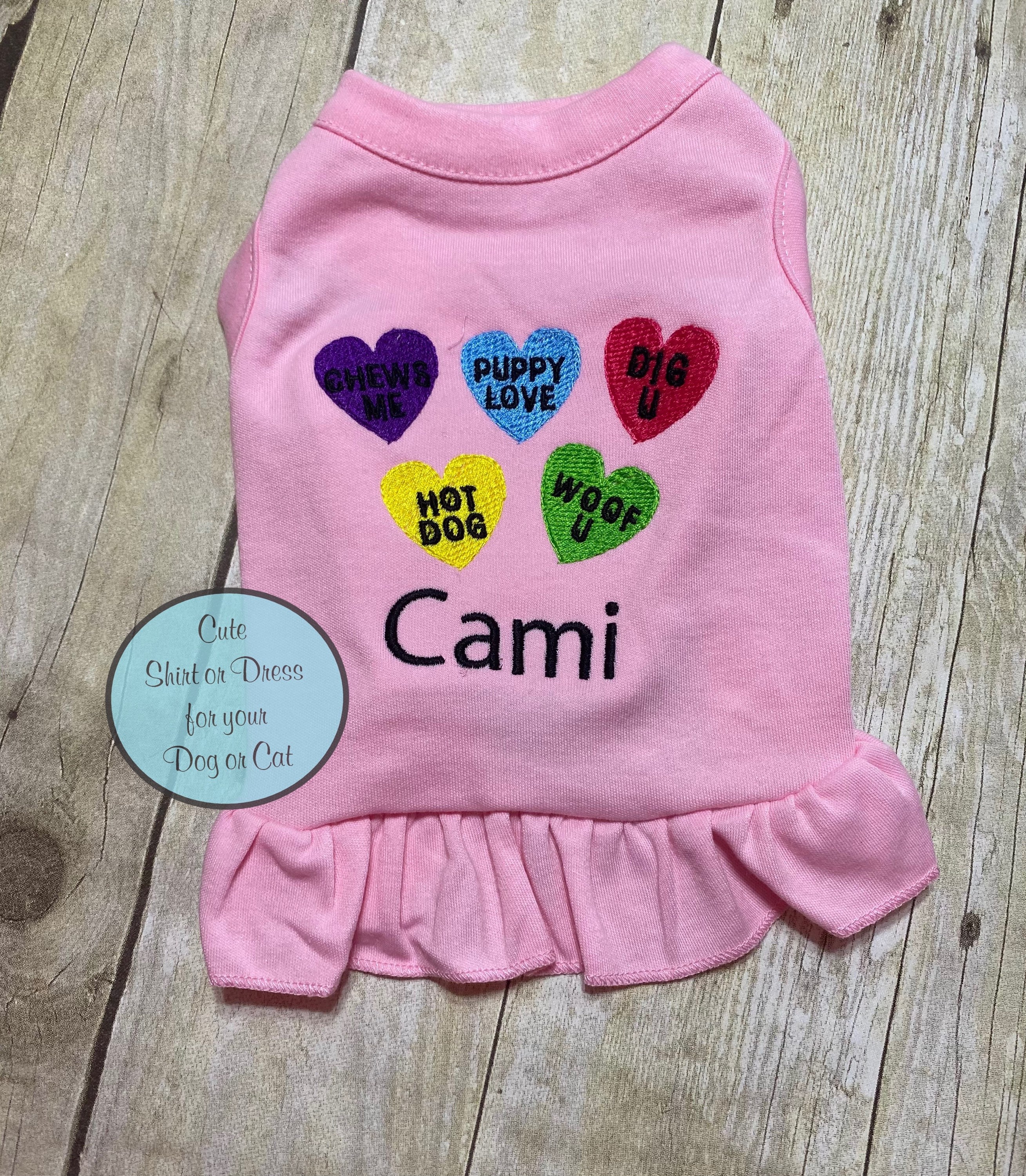 Valentine Dog Shirt - Conversation Hearts Cute Little Or Cat Custom Dress February 14Th Holiday Pet