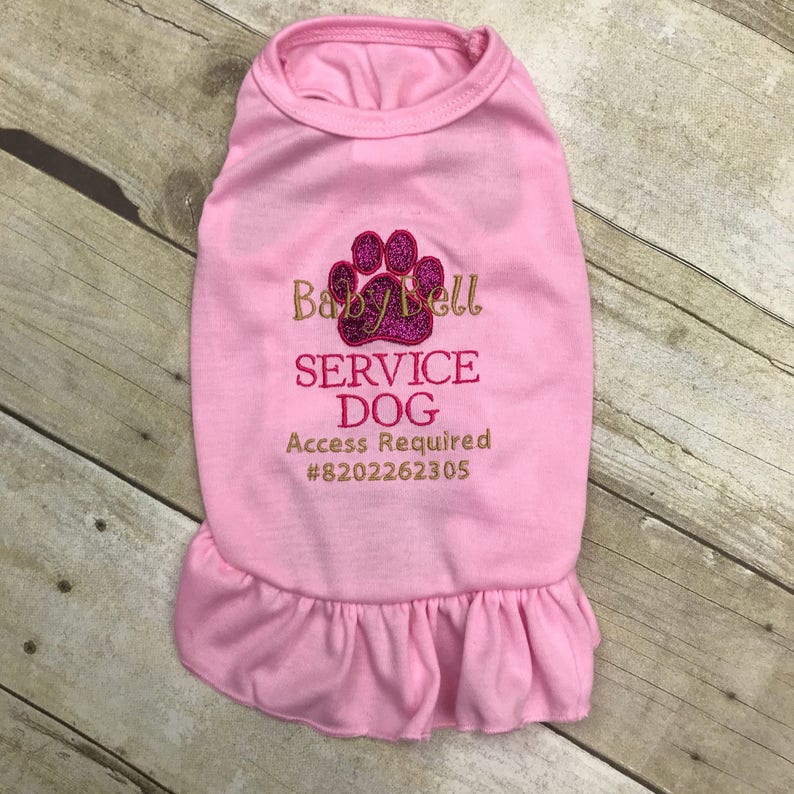 Service Dog Shirt or Dress Glitter Paw Embroidered Dog - Etsy