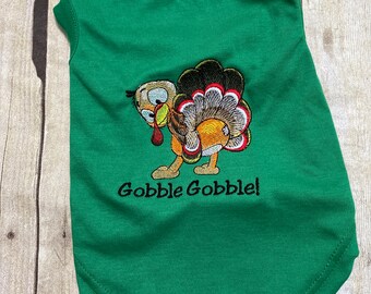 Dog Thanksgiving Shirt Dress, Embroidered Holiday Old Turkey Thanksgiving Holiday Shirt or Dress, Pig Cat Rabbit Goat Shirt