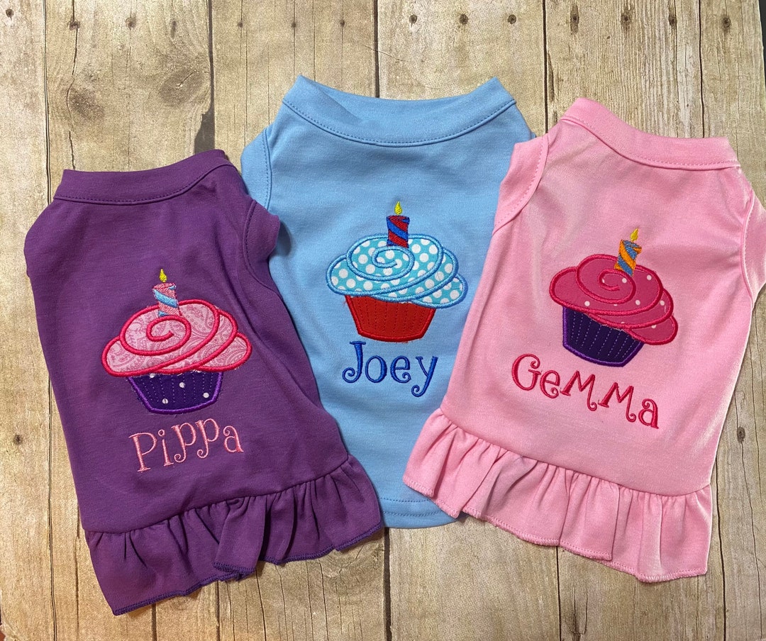 Dog Birthday Shirt Pet Cupcake Party Tee Shirt or Dress, Happy Birthday