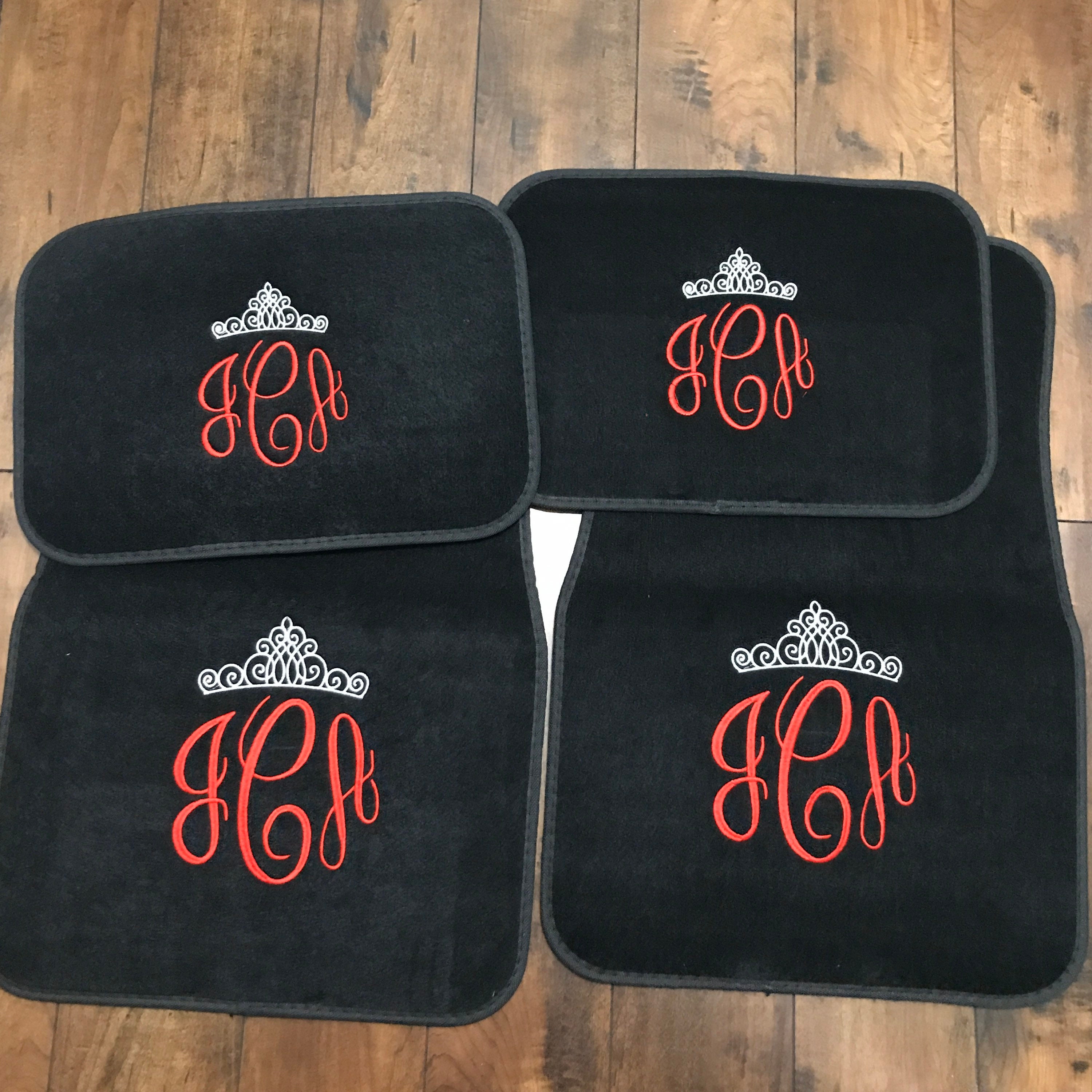 Monogrammed Car Floor Mats with Crown Set of 4 Mats New Teen Etsy