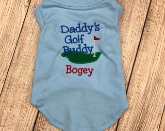Dog Shirt or Dress, Daddy's Golf Buddy Puppy Clothes, Cute Small Dog Summer Fun Dress Shirt, Pet Clothes Embroidered Shirt, Rabbit Shirt